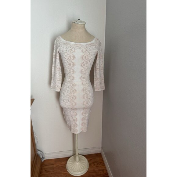 Bcbg MaxAzria Geometric Print Bodycon 2pc Pencil Skirt Set Sze Small Cream Beige - Picture 9 of 10